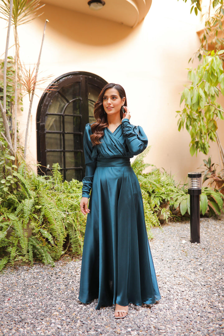 persian green dress Azazie Maxi Floor-Length Dresses Column Wedding Guest Dresses Sweetheart Ruffles Persian Green